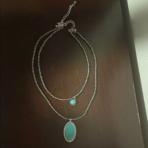 Elegant Silver and Turquoise Necklace Set